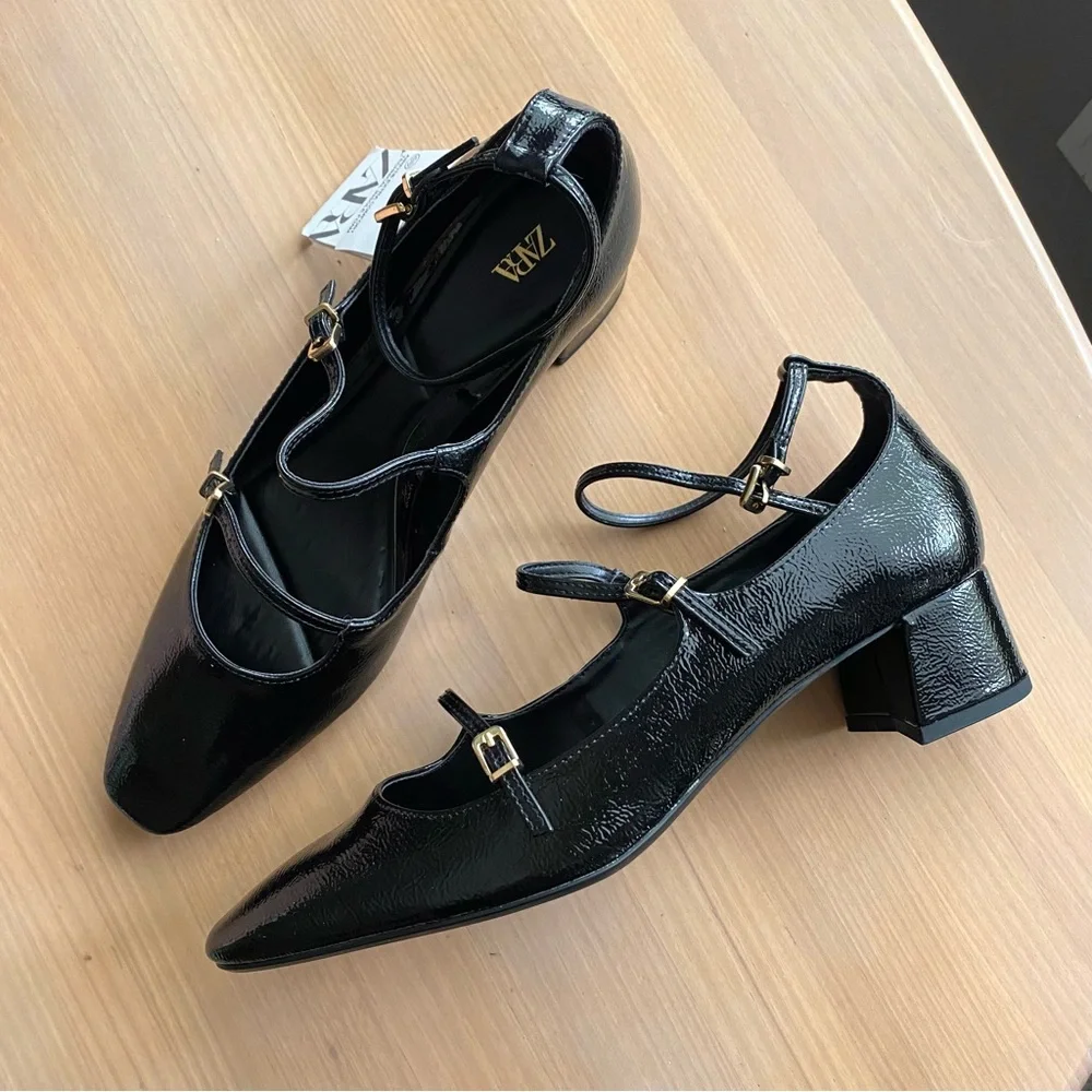 Zara black patent strappy maryjane heels - Picture 9 of 15